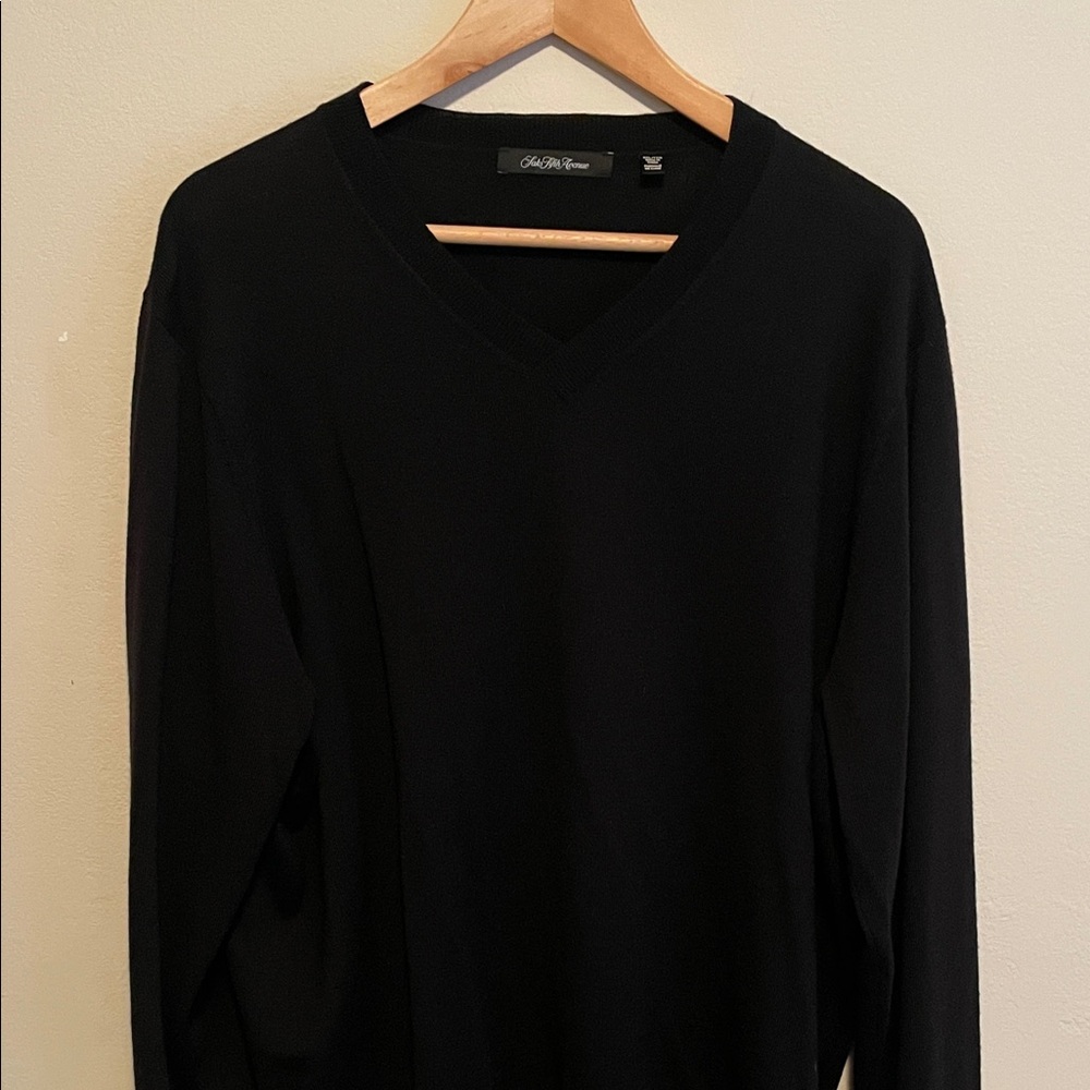 Saks Fifth Avenue Black V-Neck Sweater